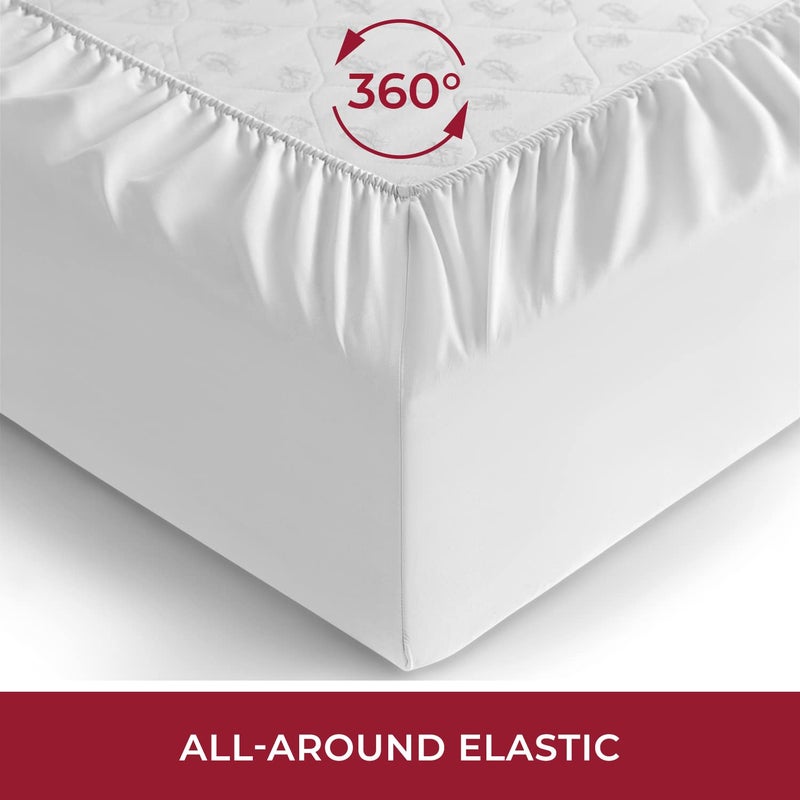 Mellanni Extra Deep Pocket Cal King Fitted Sheet - Iconic Collection Bedding Sheets with up to 21 inch Deep Pocket - Soft & Cooling - Fade & Stain Resistant - 1 PC (Cal King, White) - Image 4
